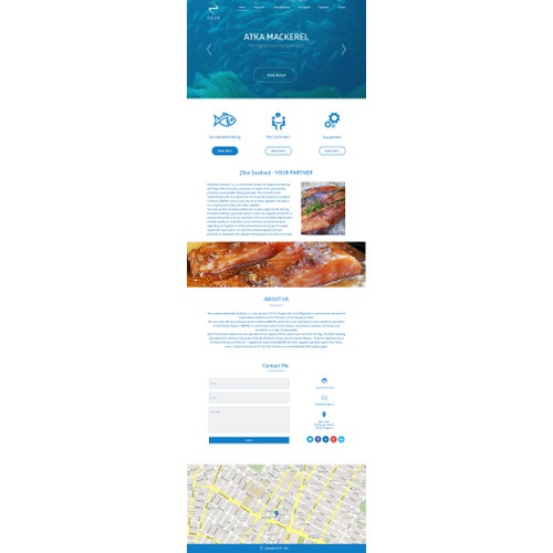 Website for a company trading with marine equipment and seafood.
