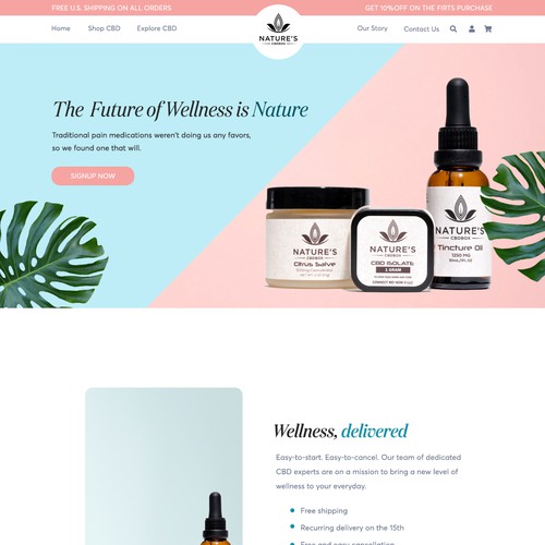 E-commerce site for a CBD subscription service