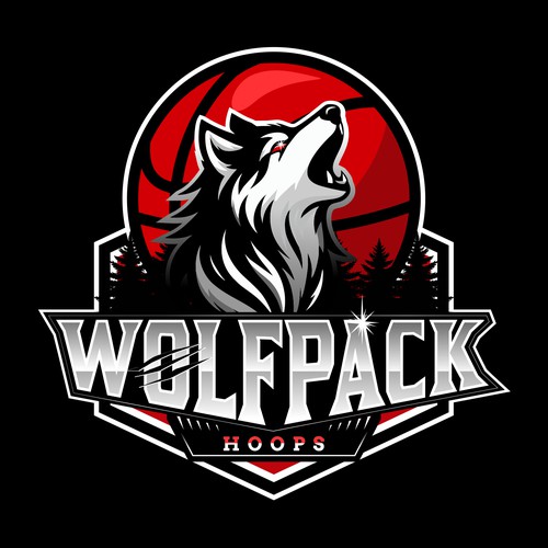 Wolfpack Basket Ball Mascot Logo