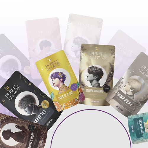 Tea Packaging Design | K-Pop Inspired Pouch & Label Design with Brand Identity