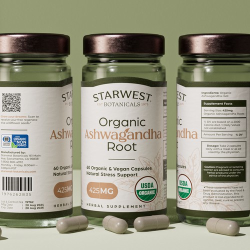 Organic Ashwagandha root capsules