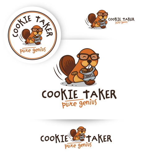 Logo design with beaver character "cookie taker"