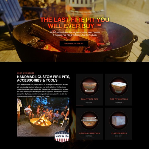 Web design concept for Fire Pit Company