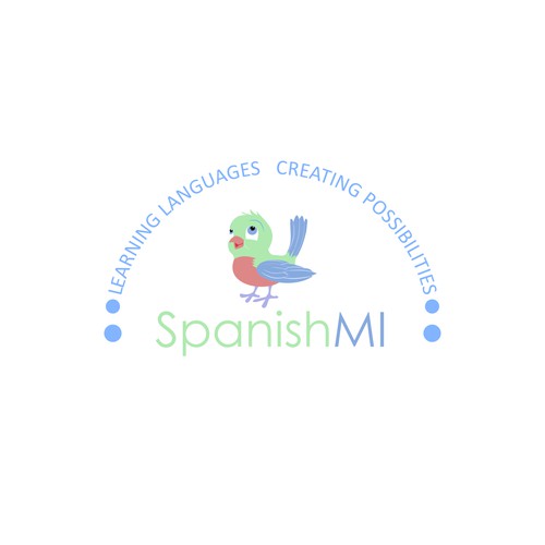 Pastel concept for company teaching children different languages.