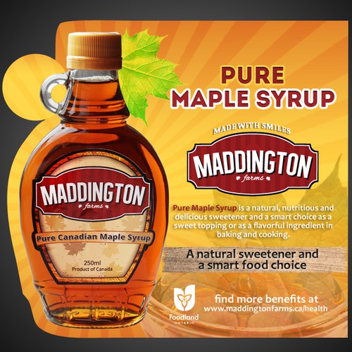 Maddington Farms Rack Card for the Health Benefits of Pure Maple Syrup