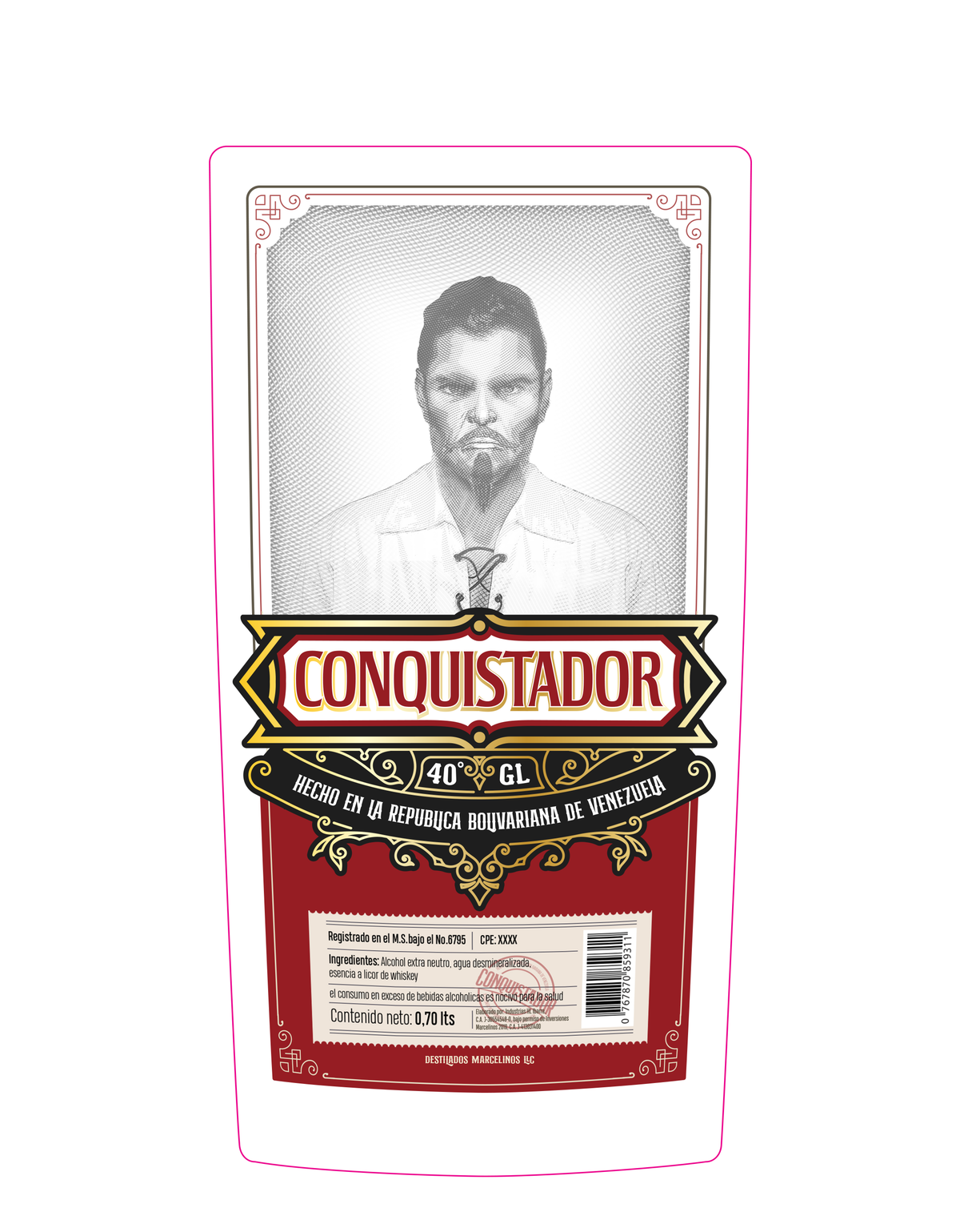Whiskey Liquor "Conquistador" Label Design