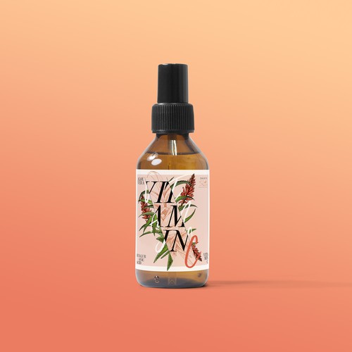Vivid contrasting colors serum label for cosmetic brand