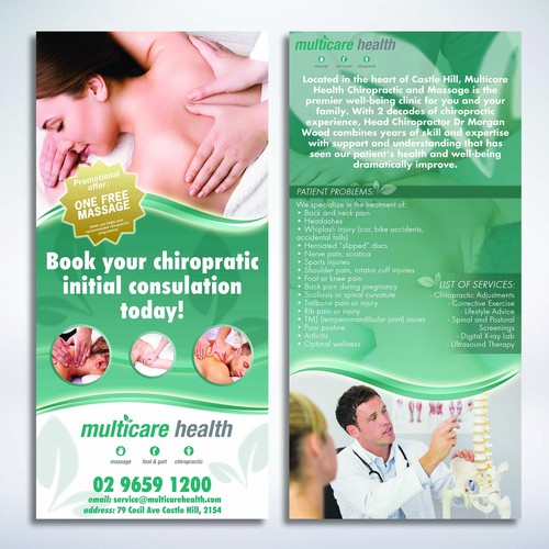 Create a promotional flyer for a Sydney based Chiropractor!