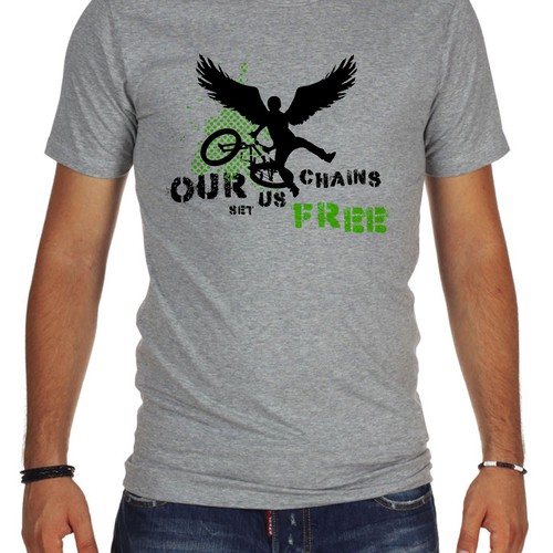 Create an illustration for a cycling enthusiasts t-shirt with a feeling of freedom!