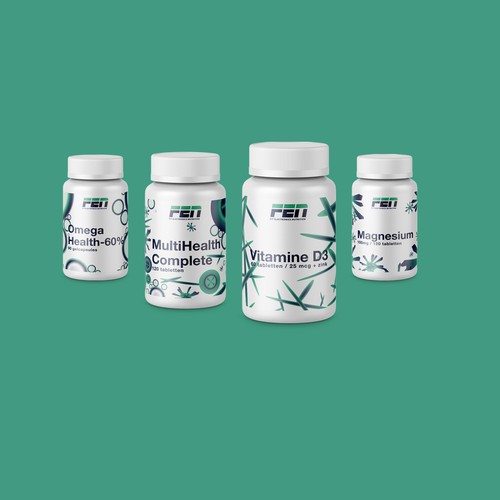 Label designs for a vitamin and supplement brand