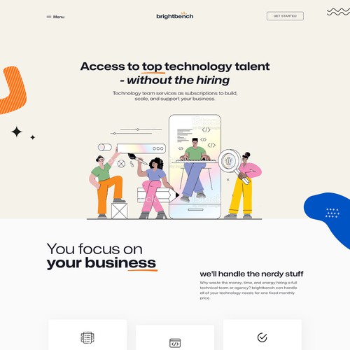 Homepage design for software development and IT services company