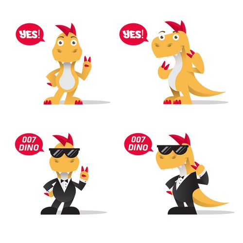 Character Design: Hip Dinosaur Mascot for a mobile App