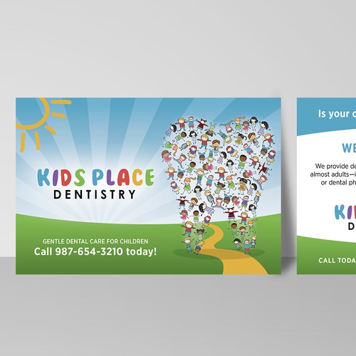 Fun marketing card for a kids dentist