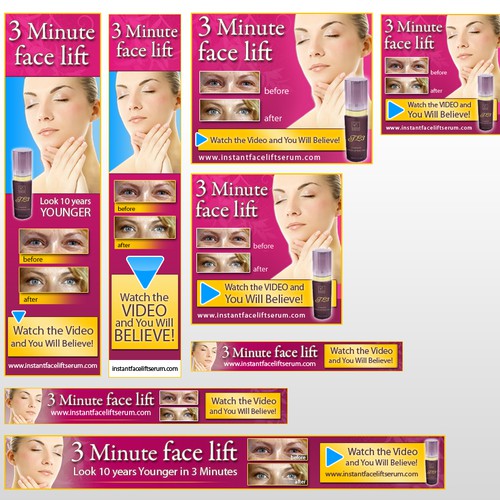 Web ads for 3 Minute Face Lift