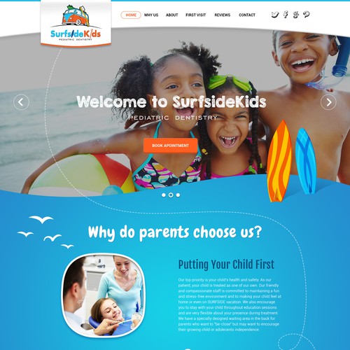 Web page design for Pediatric dental practice