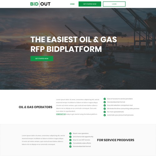 Single Webpage Design for Oil & Gas App