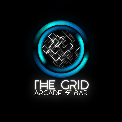 arcade & bar futuristic logo