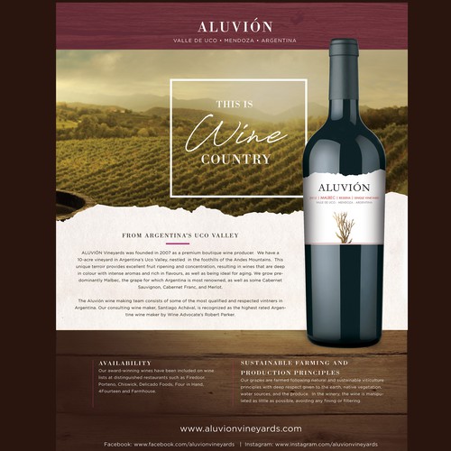 Flyer for Aluvion Wines
