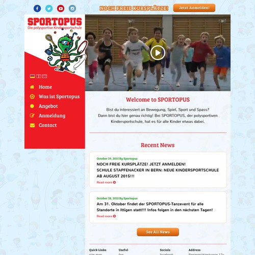 Web design for Sports School Kids