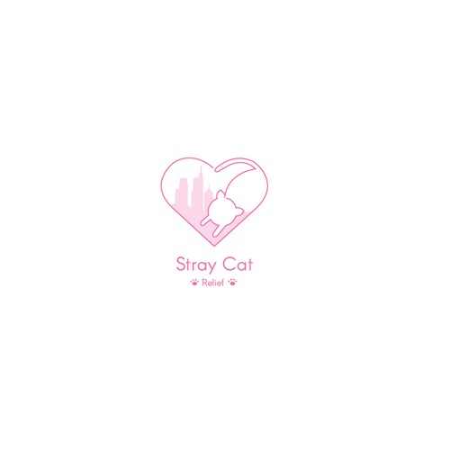 Logotipo amor, cidade e gatos