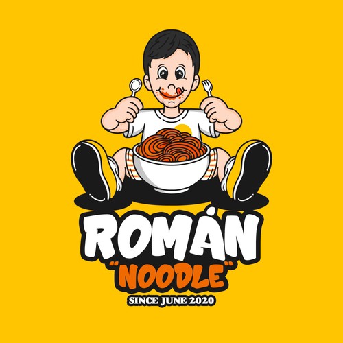 Boy Eating Noodle Logo