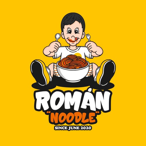 Boy Eating Noodle Logo