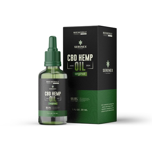 CBD HEMP OIL Label & Box Packaging Design
