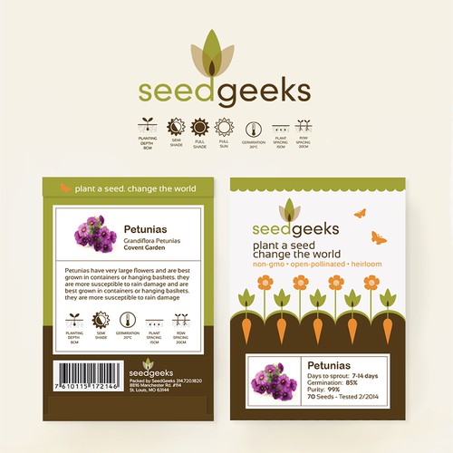 Clean & modern seed packet design for a new heirloom seed company