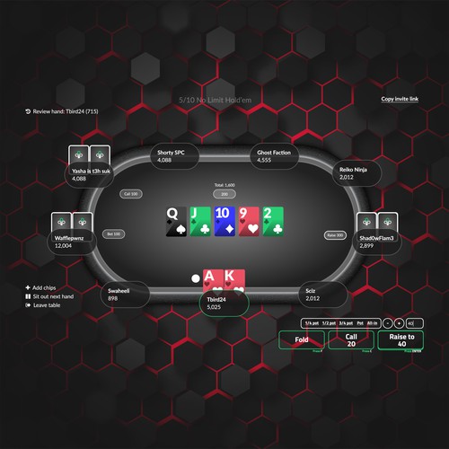 Poker table Design for Website