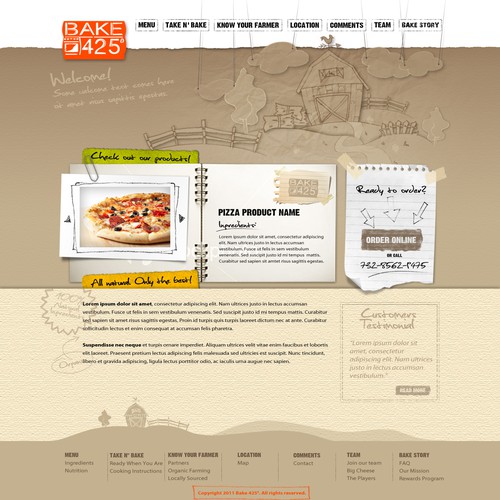 Home-page concept for Pizza Online Delivery