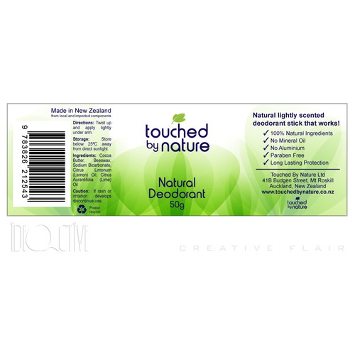 New product label wanted for Touched By Nature Ltd
