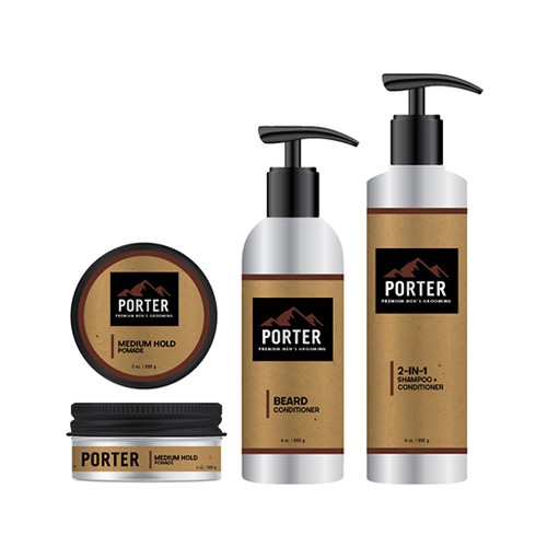 Porter Men's Hair Care Packaging Design