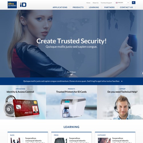 Create the next generation website for an identification security manufacturer