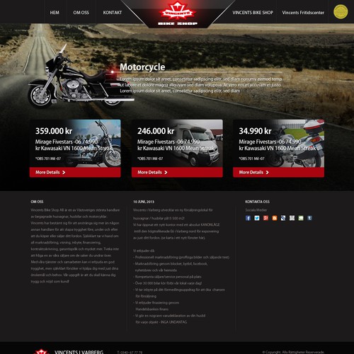 Create visually INSPIRING, powerful website for Swedens largest Motorbike & RV dealer!