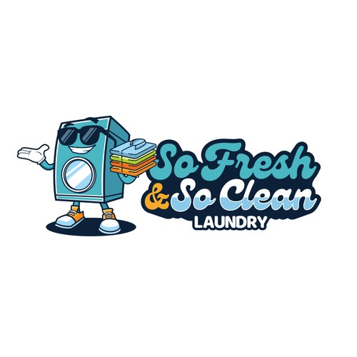 fun laundry logo design