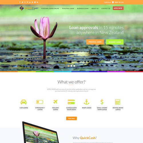 Webpage design for QuickCash Finance