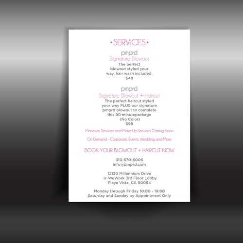 Small Flyer for Upscale Salon