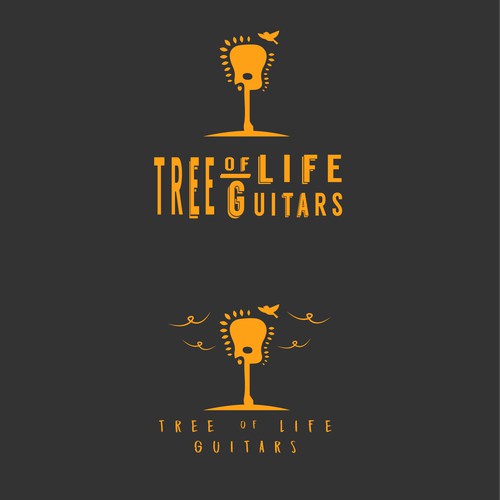 Simple logo for guitar company called "Tree of Life Guitars".