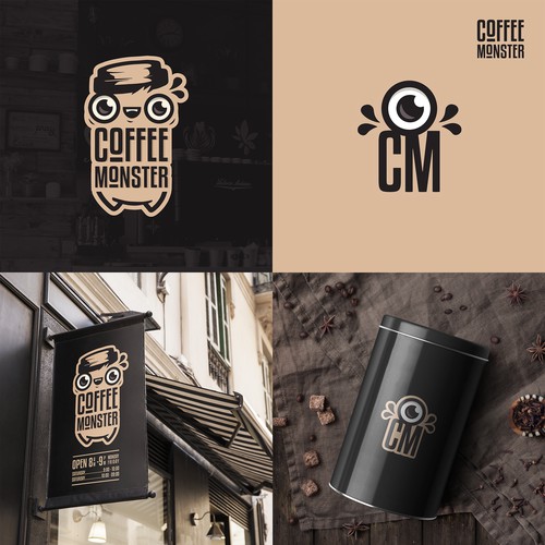 Coffee monster logo concept
