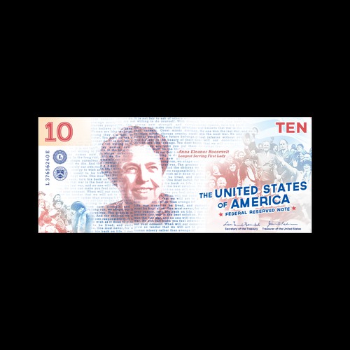 10 US Dollar Design Featuring Eleanor Roosevelt