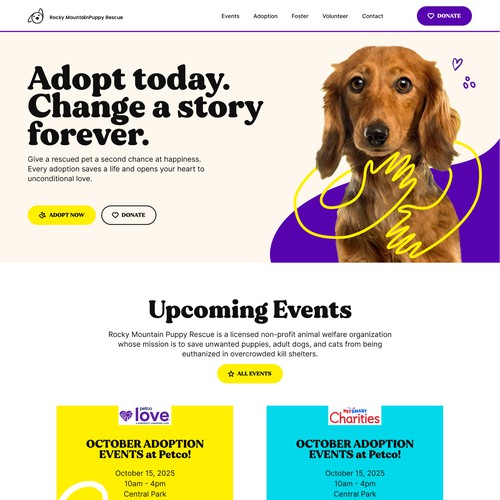 Website for animal adoption organization