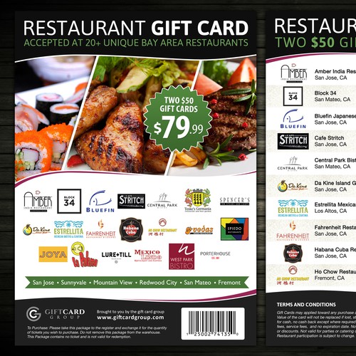 Design Flyer for the Restaurant Gift Card - Content PSD attached 