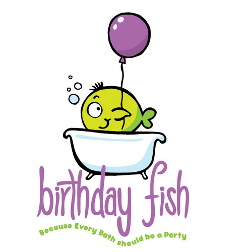 Create a  fishy mascot for Birthday Fish Bath Products