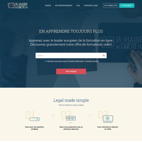Pages for a FRENCH LEGAL WEB TV