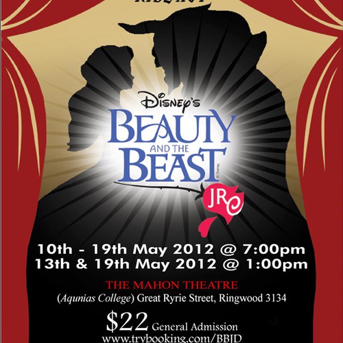 New print or packaging design wanted for BEAUTY AND THE BEAST JR. A4 Flyer Needed