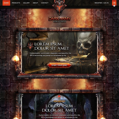 Dark Army Miniatures Landing Page Design