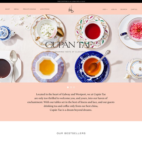 Website for Boutique Cafe and Shop