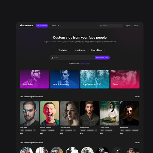 Content Creator Video Website Design