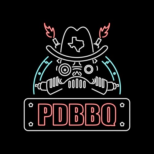 Neon logo concept for BBQ restaurant in steam pank style