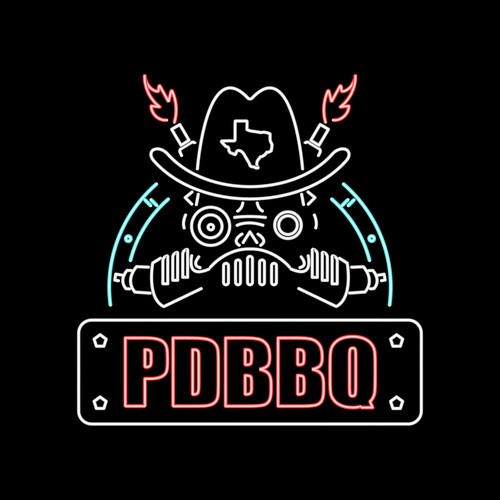 Neon logo concept for BBQ restaurant in steam pank style